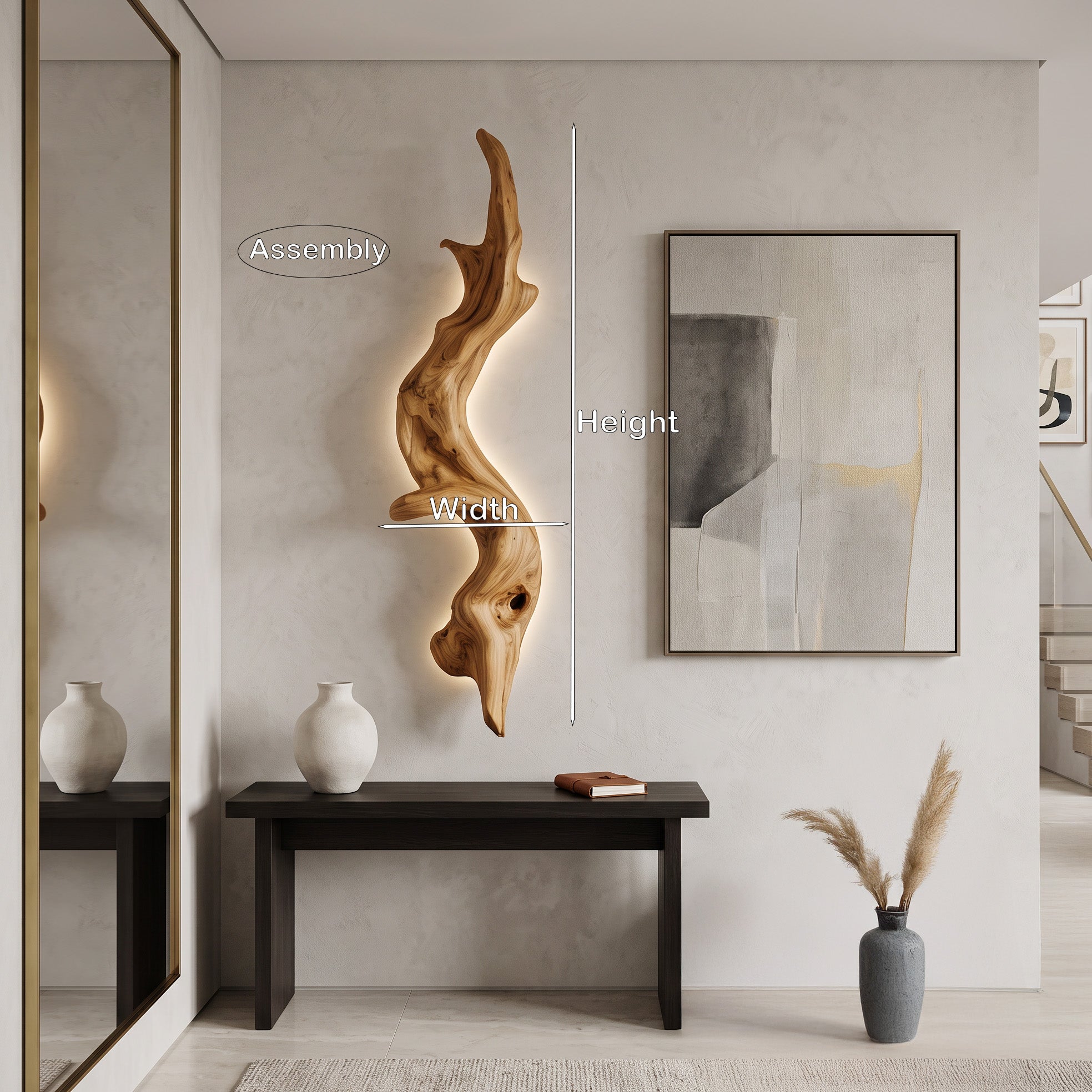Rustic Organic Wall Lamp Sculpture For Living Room