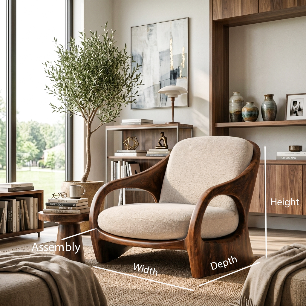 Modern Sculptural Lounge Chair For Living Room Or Reading Corner