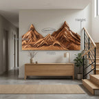 Rustic Mountain Wall Art Sculpture Hand Carved For Bedroom And Living Room