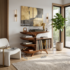 Modern Wooden Record Stand For Bedroom Interior Design Style