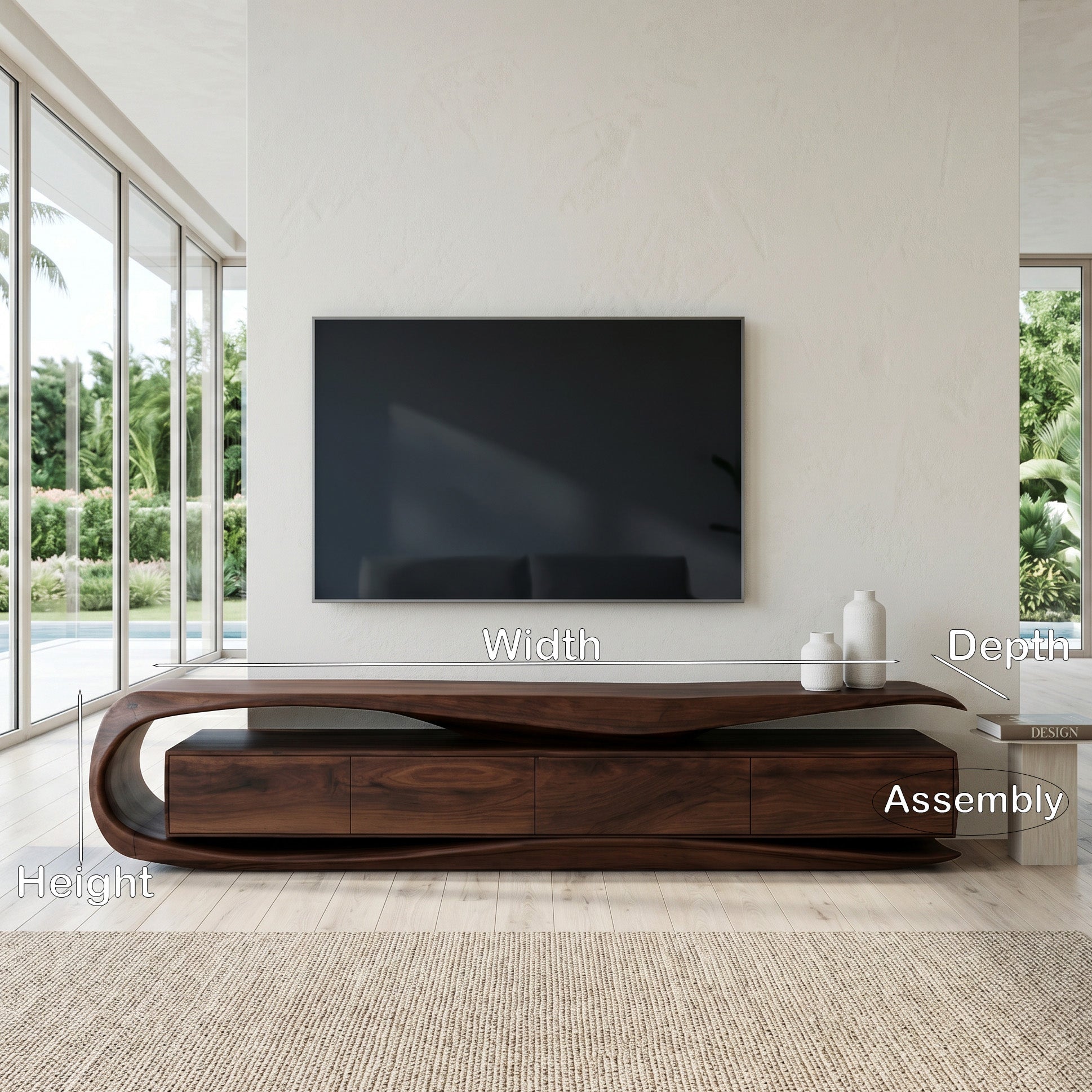 Modern Organic TV Console For Living Room Interior
