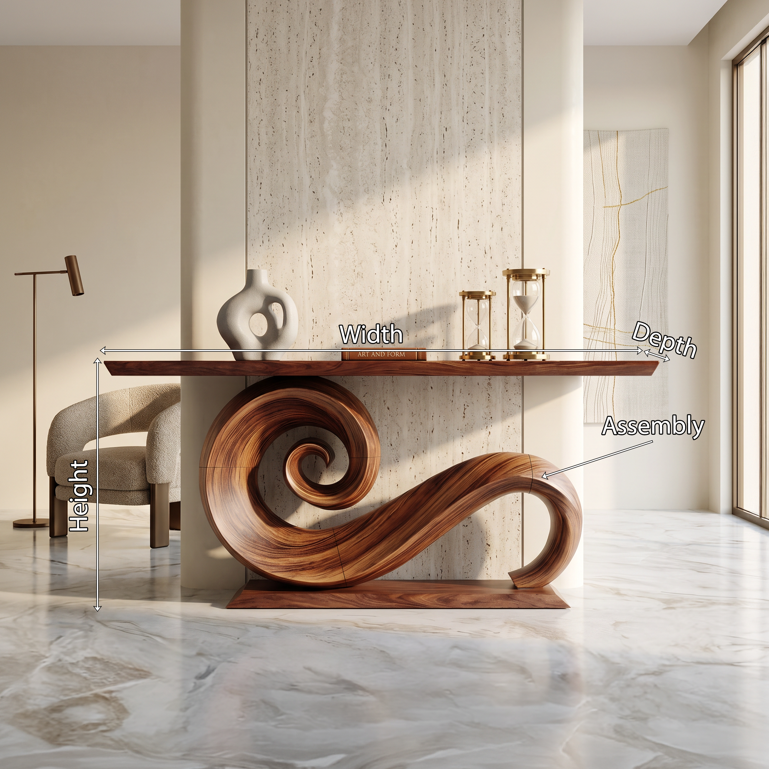 Modern Solid Wood Console Table Organic Live Edge For Entryway Design