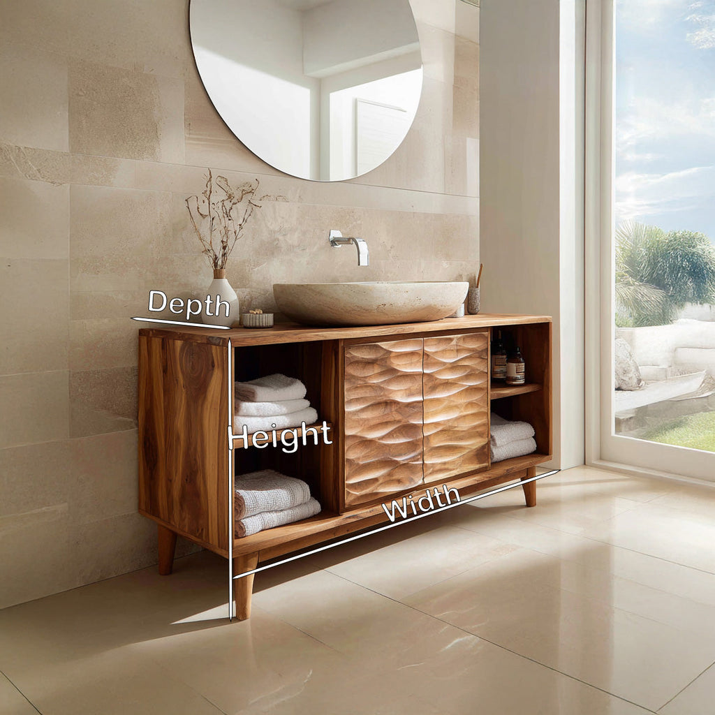 Modern Wave Bathroom Vanity Open Shelf For Bathroom