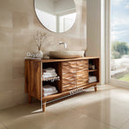 Modern Wave Bathroom Vanity Open Shelf For Bathroom