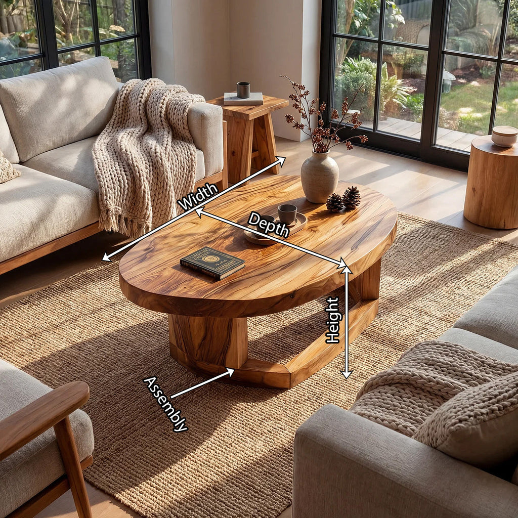 Mid Century Handcrafted Solid Wood Coffee Table For Furniture Decor