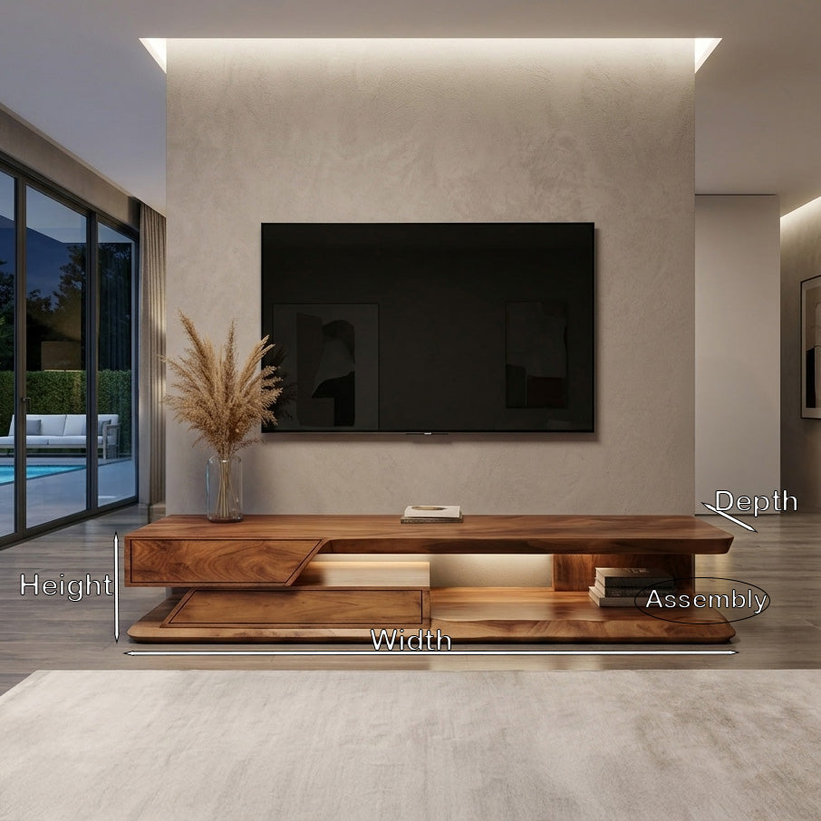 Modern TV Stand With Storage Shelves For Living Room