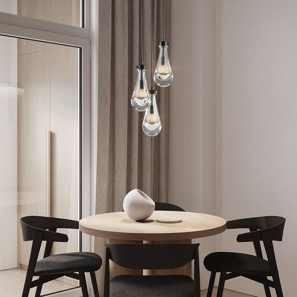 Rain Aura Glass Round Chandelier 8"