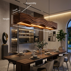 Sculpted Pendant Light Featuring Flowing Wave Carving For Dining