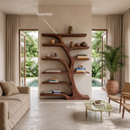 Modern Bookshelf Flowing Curved Design For Living Decor