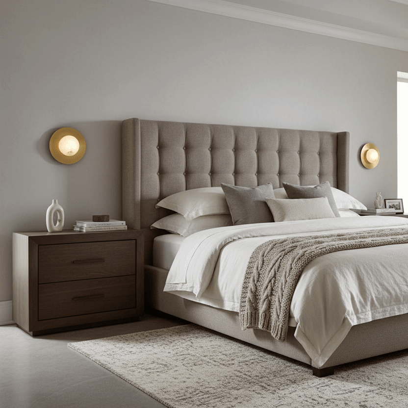 Calla sconce with glowing marble shade on a brass arm