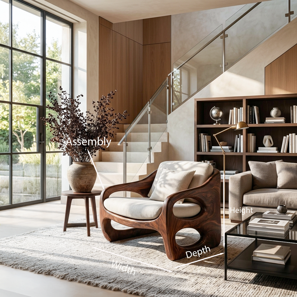 Contemporary Accent Chair With Rounded Frame For Living Room