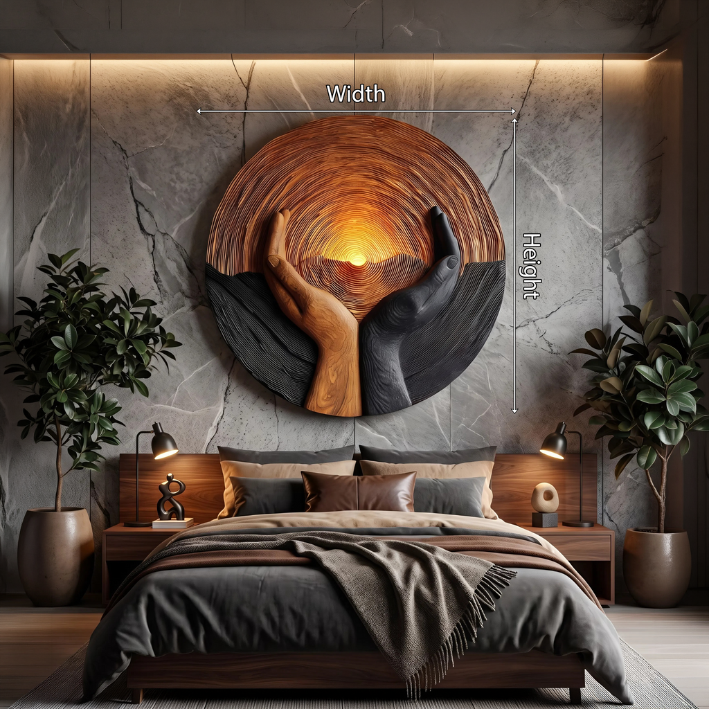 Handcrafted Wooden Wall Art Sculpture For Living Room Furniture