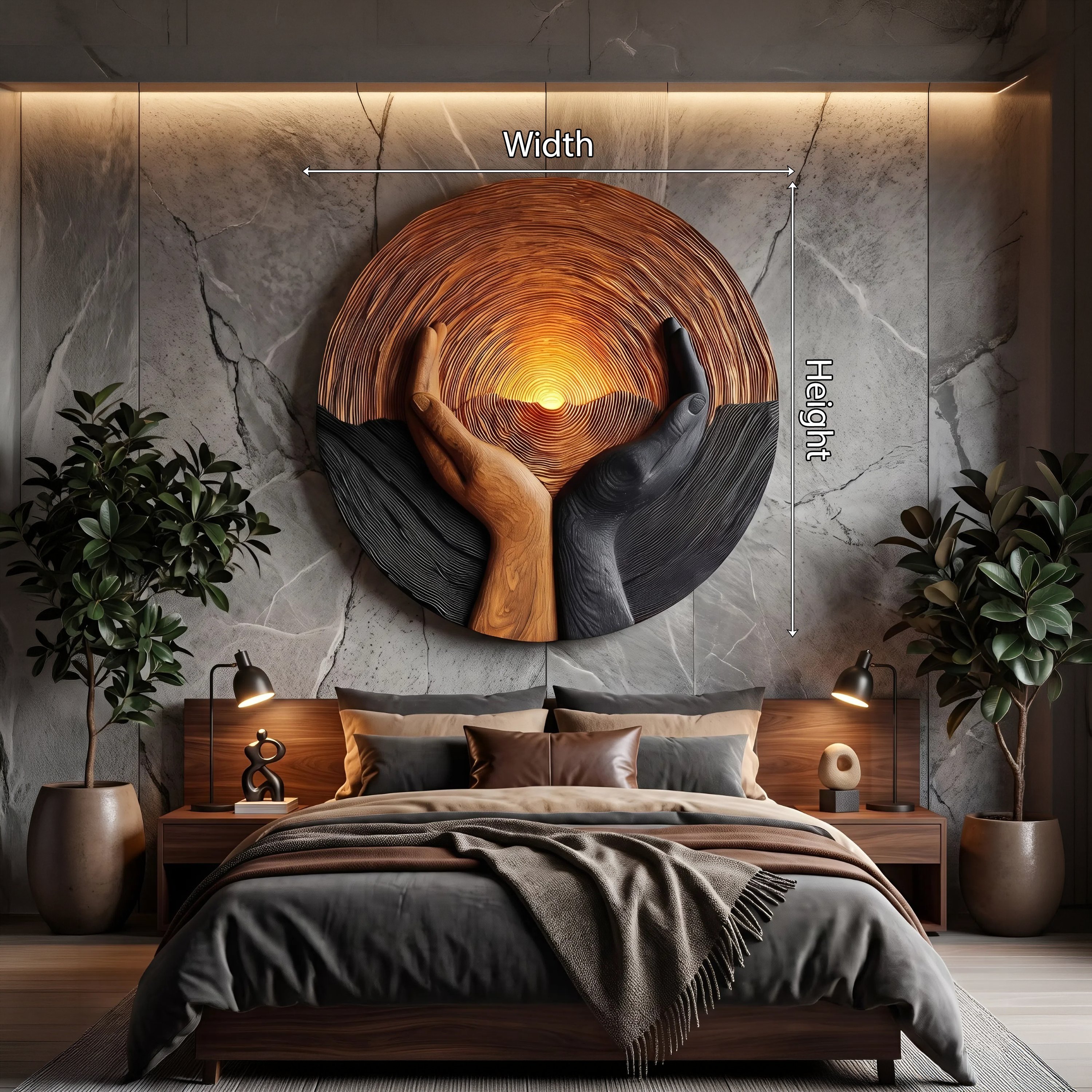 Handcrafted Wooden Wall Art Sculpture For Living Room Furniture