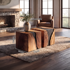 Modern Solid Wood Cube Coffee Table For Furniture Decor