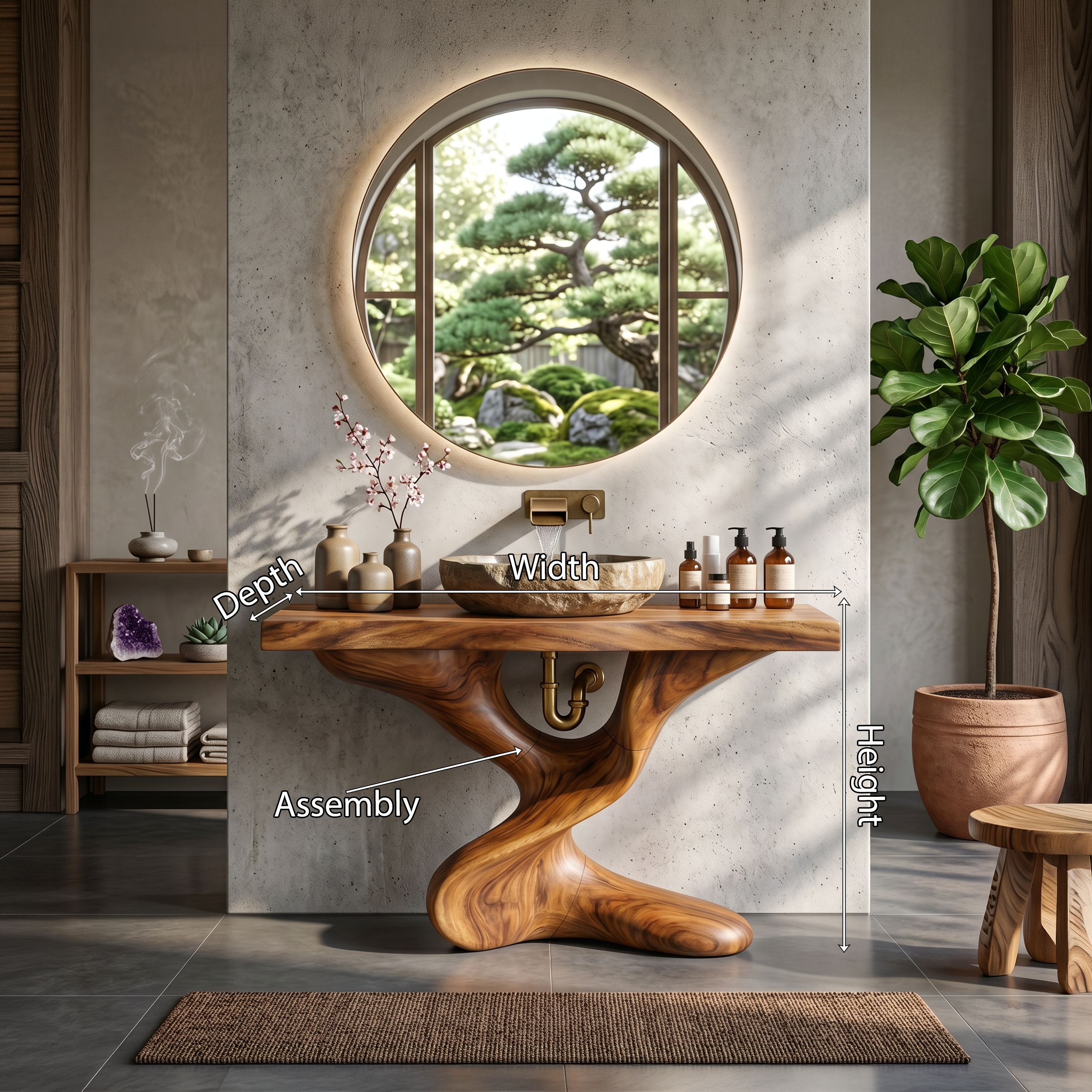 Farmhouse Solid Wood Vanity For Natural Bathroom
