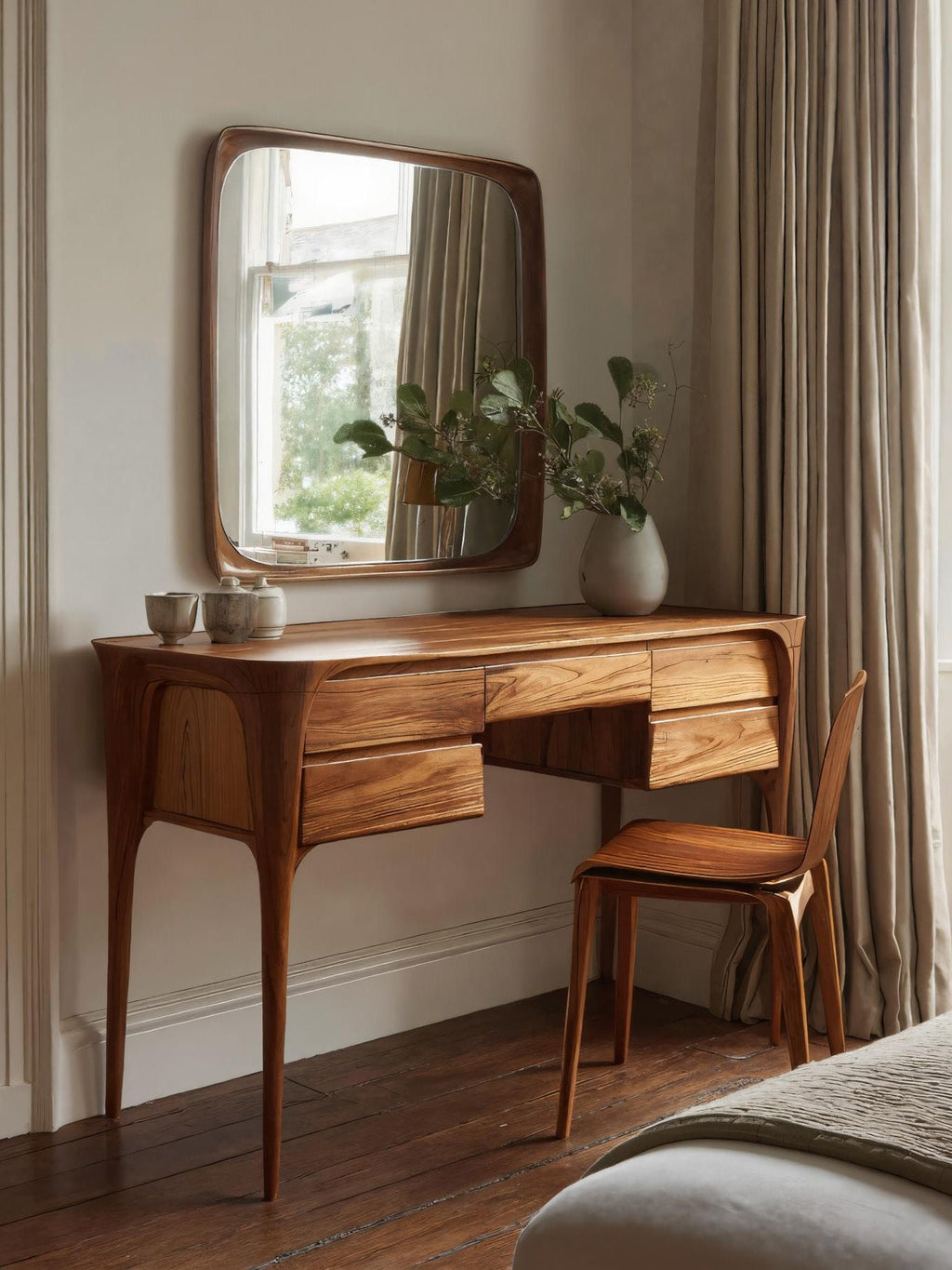 Modern Wooden Vanity Table With Drawers For Bedroom
