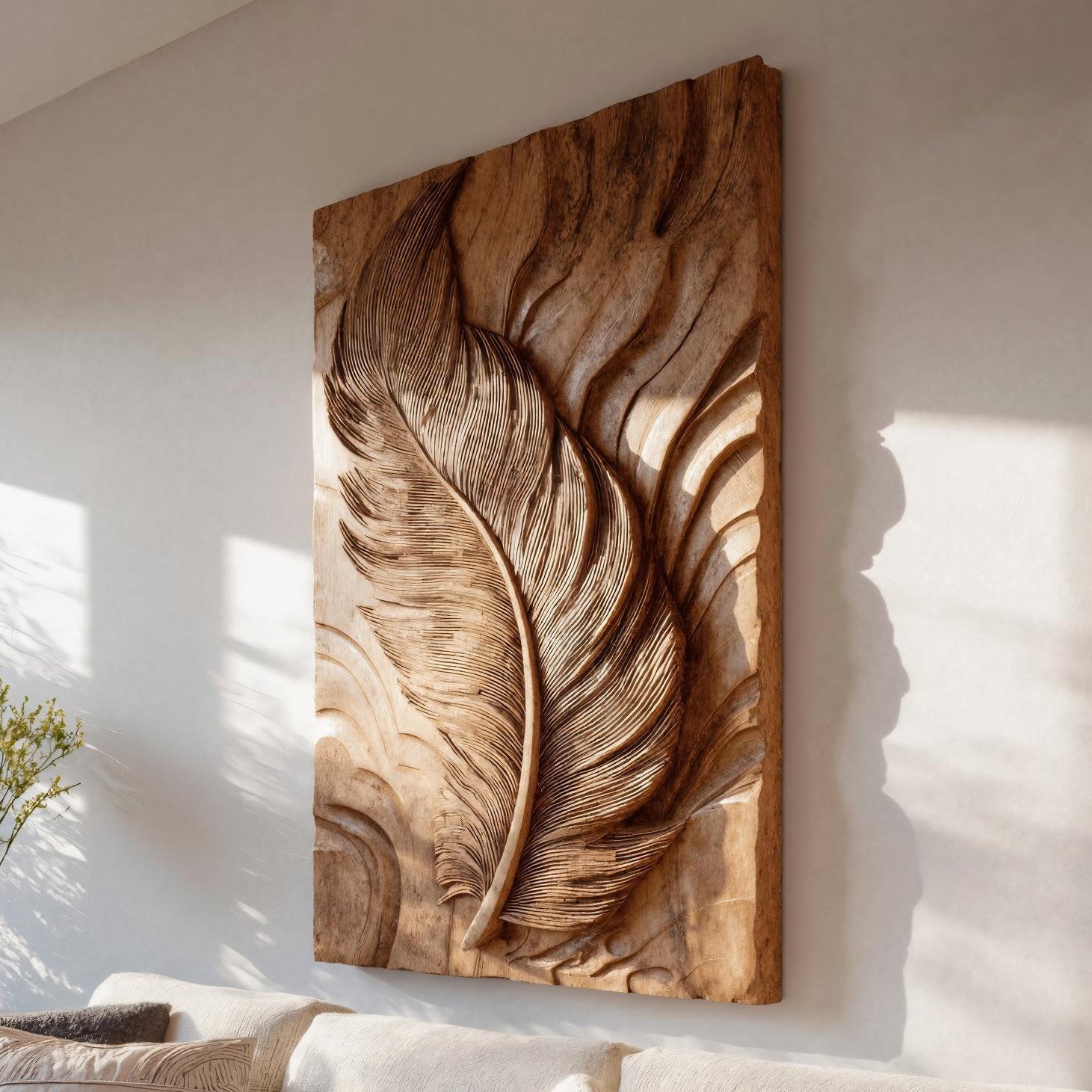 Organic Feather Wall Art Sculpture For Modern Living Space
