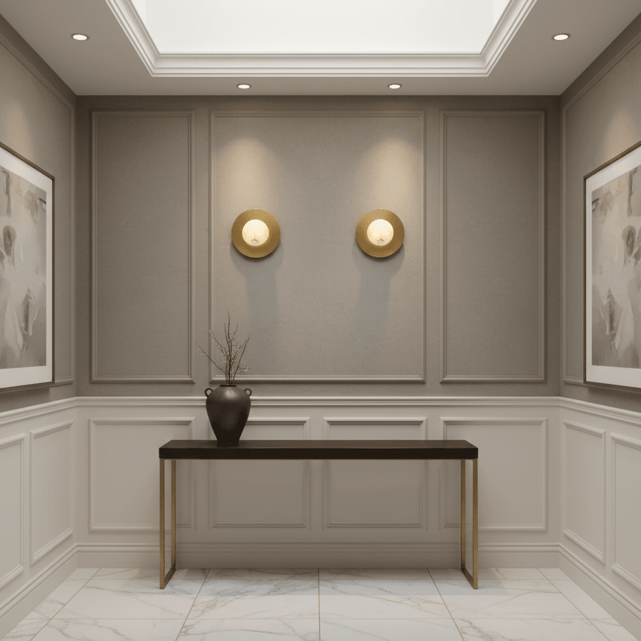 Detail of the brass finish on the Calla marble sconce