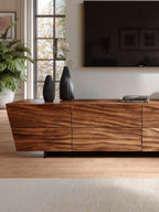 Modern TV Stand With Wave Carved Front For Living Room