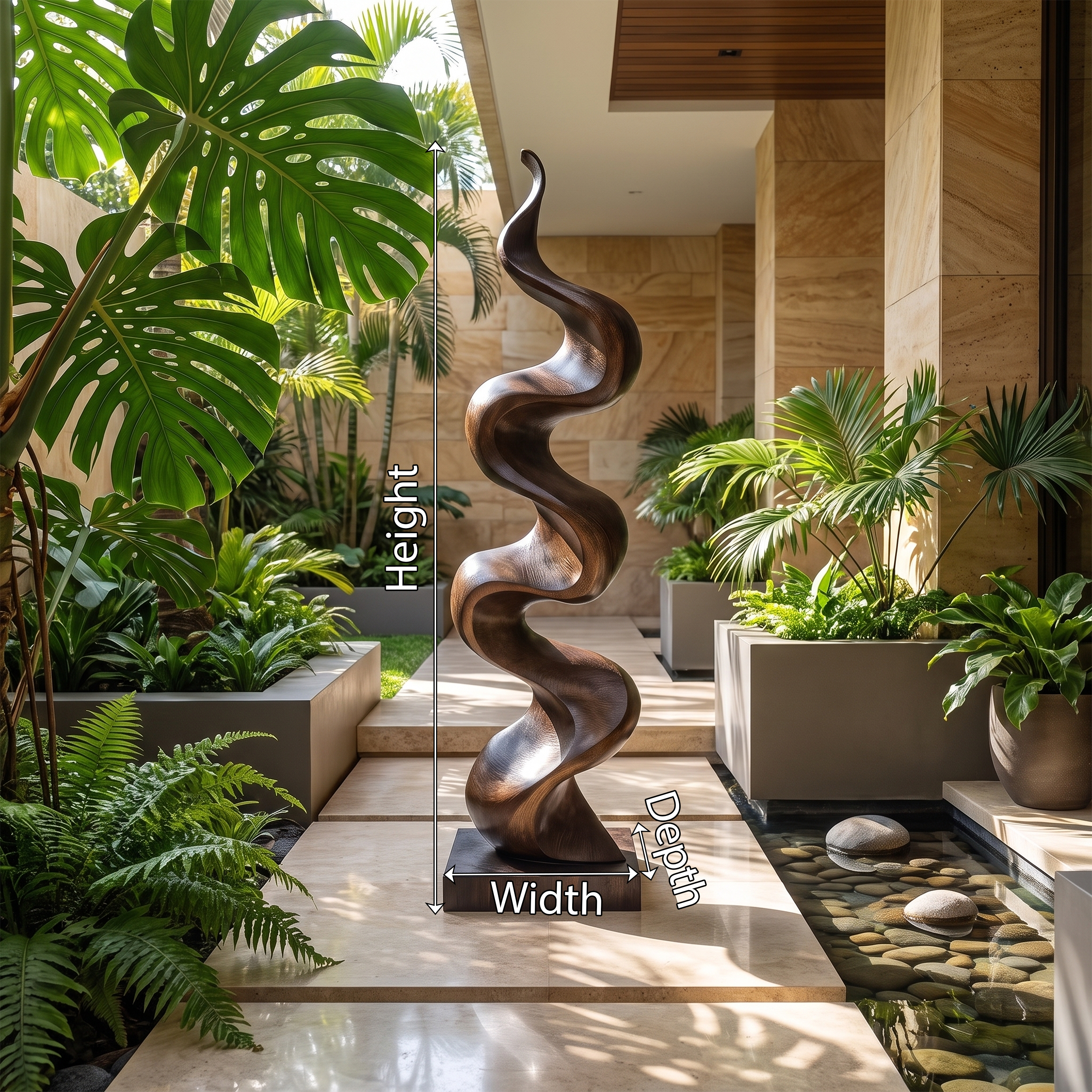 Rustic Large Wooden Sculpture For Garden