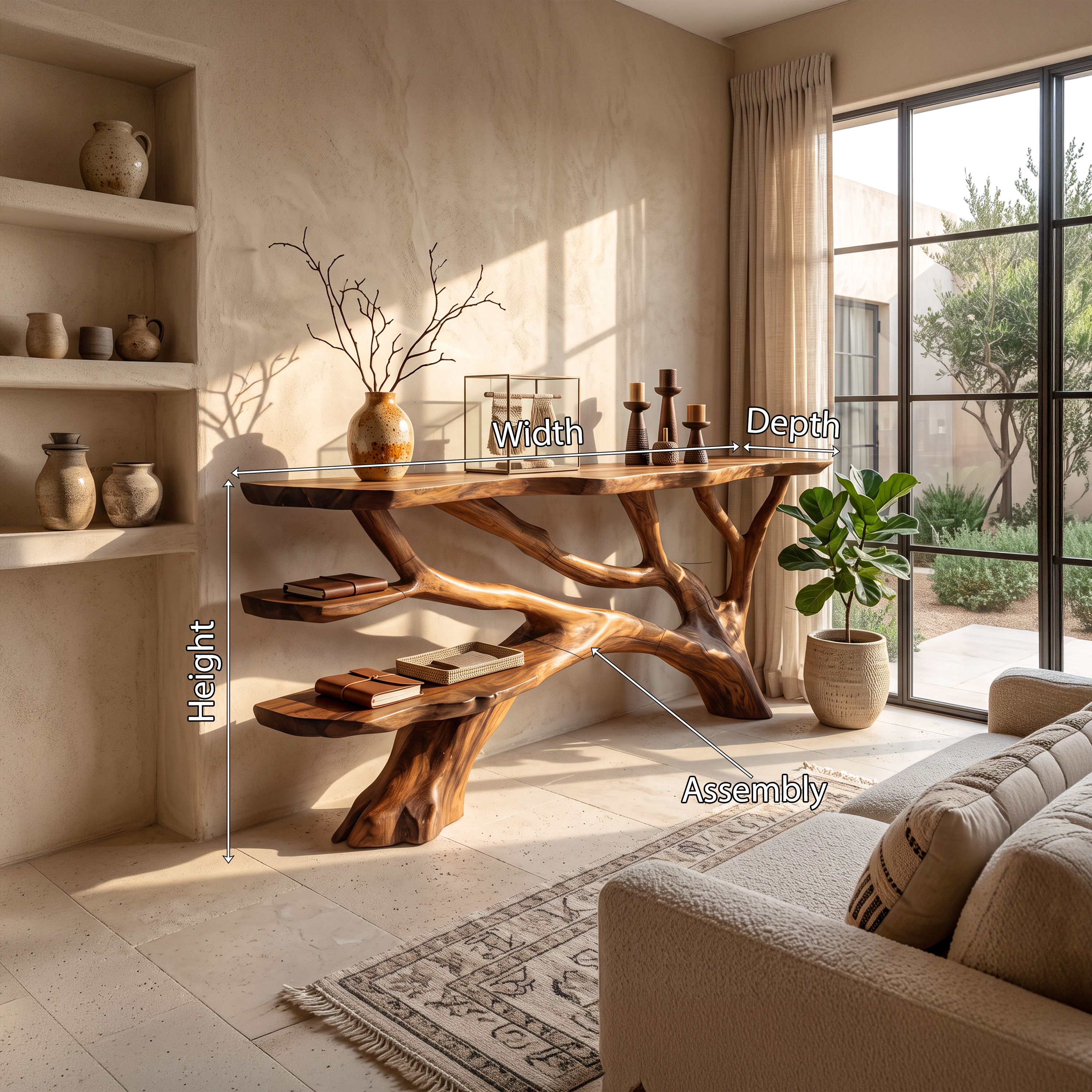 Handcrafted Live Edge Entryway Table For Bedroom Rustic Home Interior