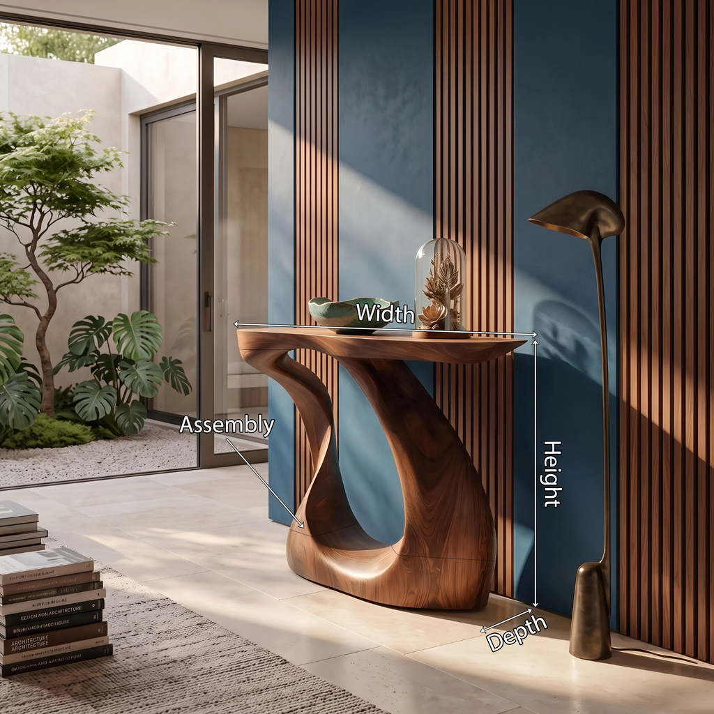 Modern Live Edge Entryway Table Sculptural Wood For Luxury Home Decor