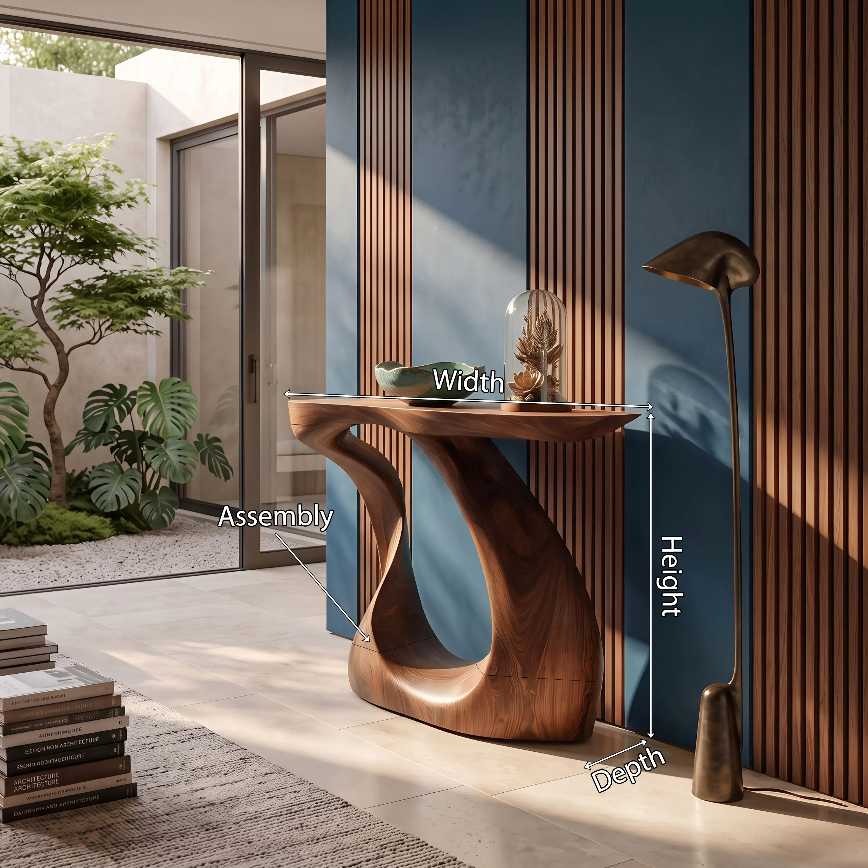 Modern Live Edge Entryway Table Sculptural Wood For Luxury Home Decor
