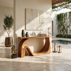 Modern Live Edge Console Table Artistic Solid Wood For Entryway Decor