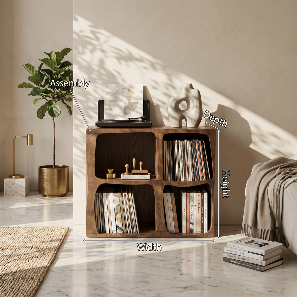 Mid Century Live Edge Record Stand Modern Living Room