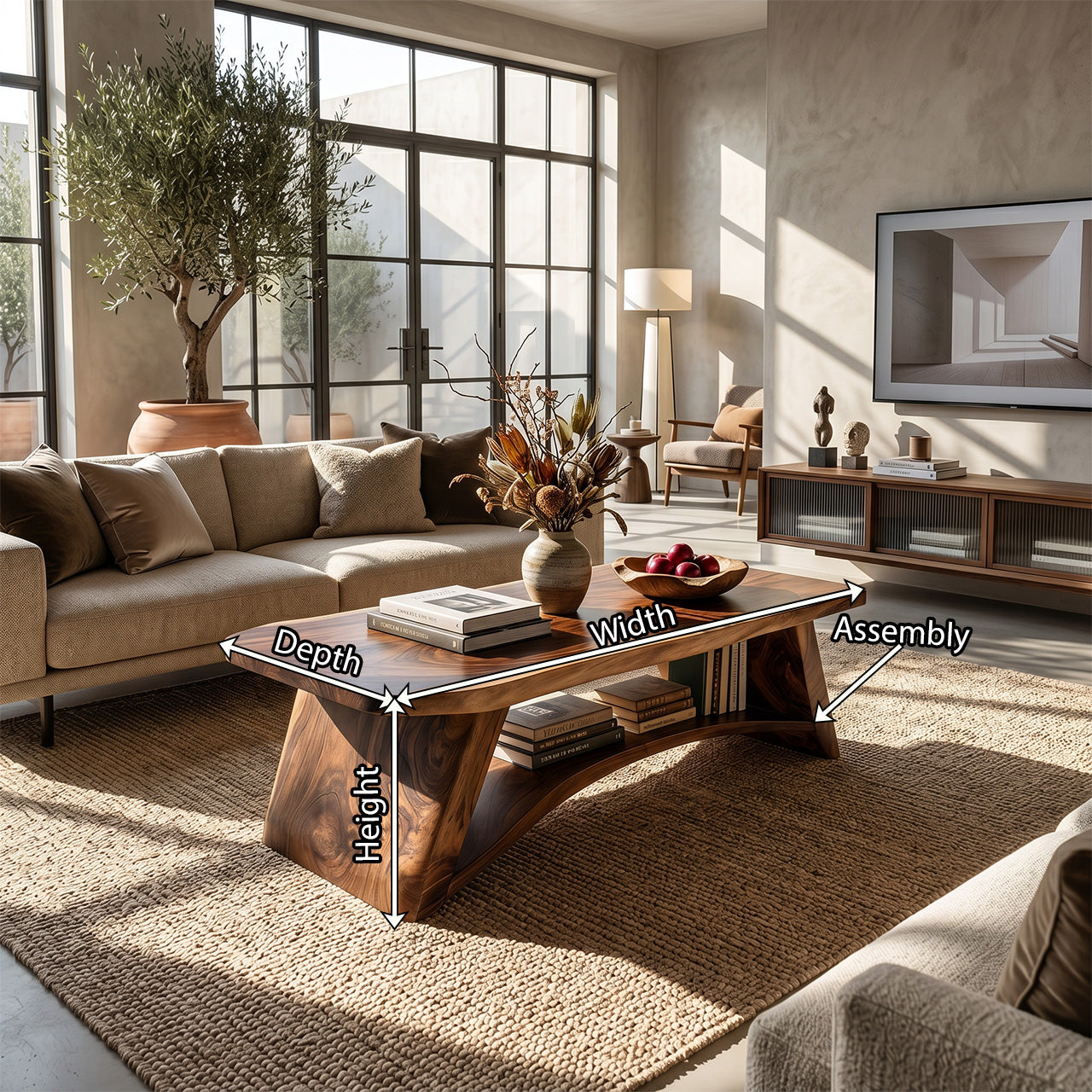 Mid Century Solid Wood Coffee Table For Living Room Furniture Decor