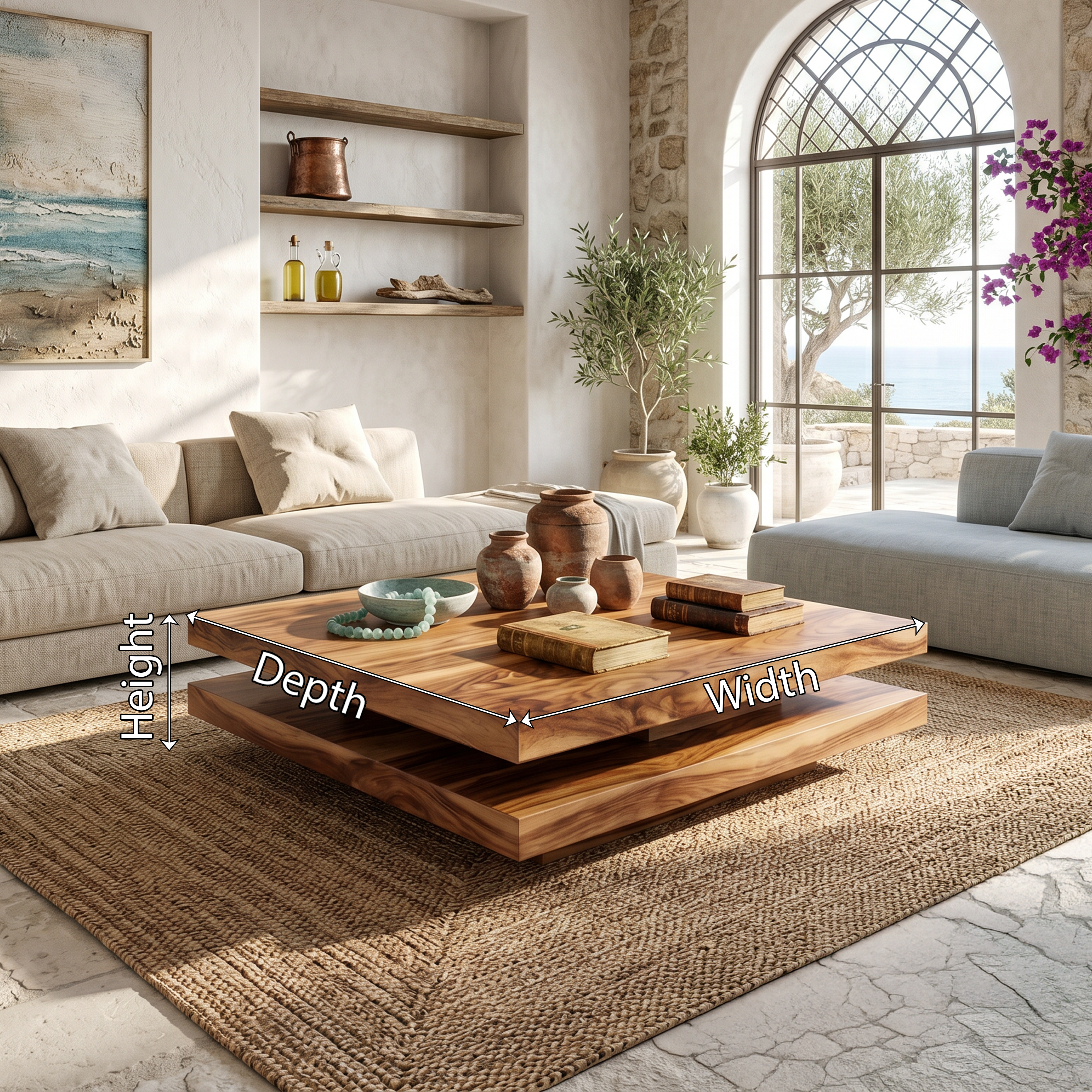 Modern Rustic Wooden Live Edge Coffee Table For Living Room