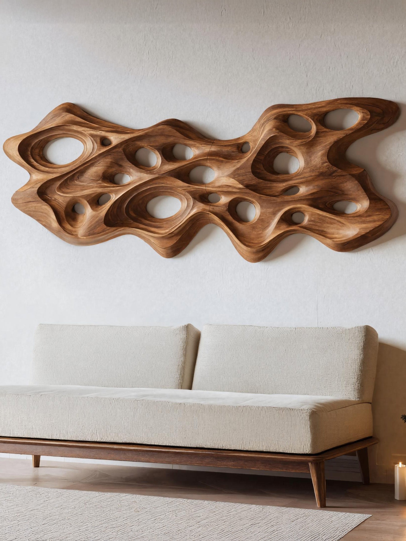 Modern Organic Sculptural Wall Art Panel For Holiday Decoration