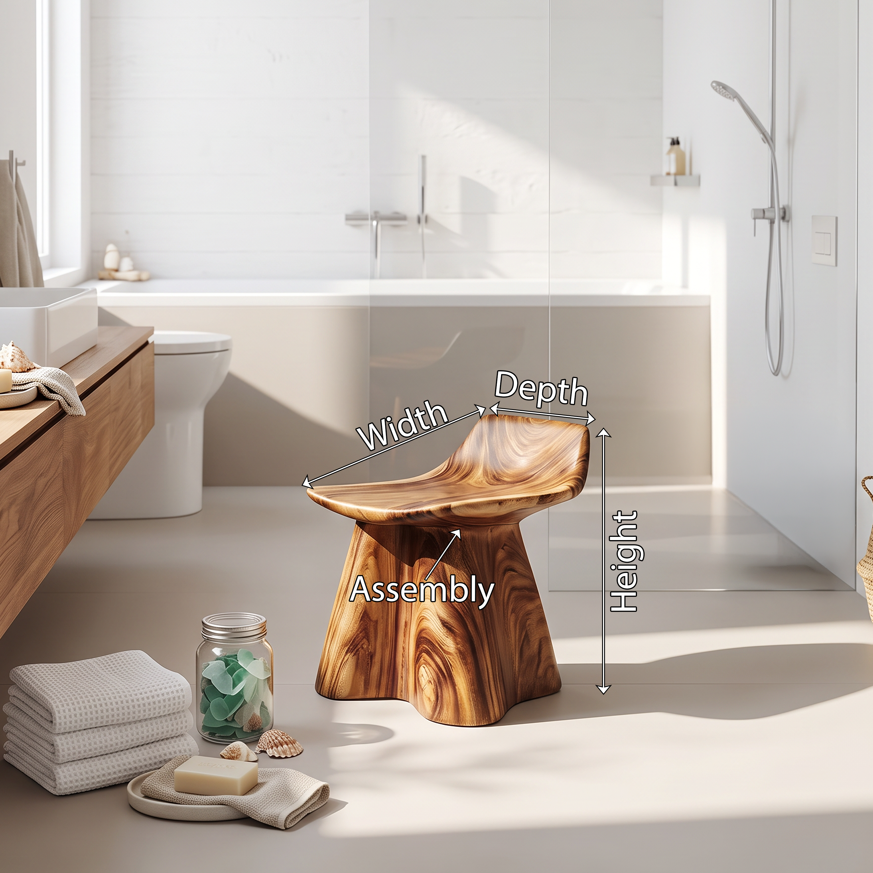 Farmhouse Shower Stool For Rustic Bathroom Interiors