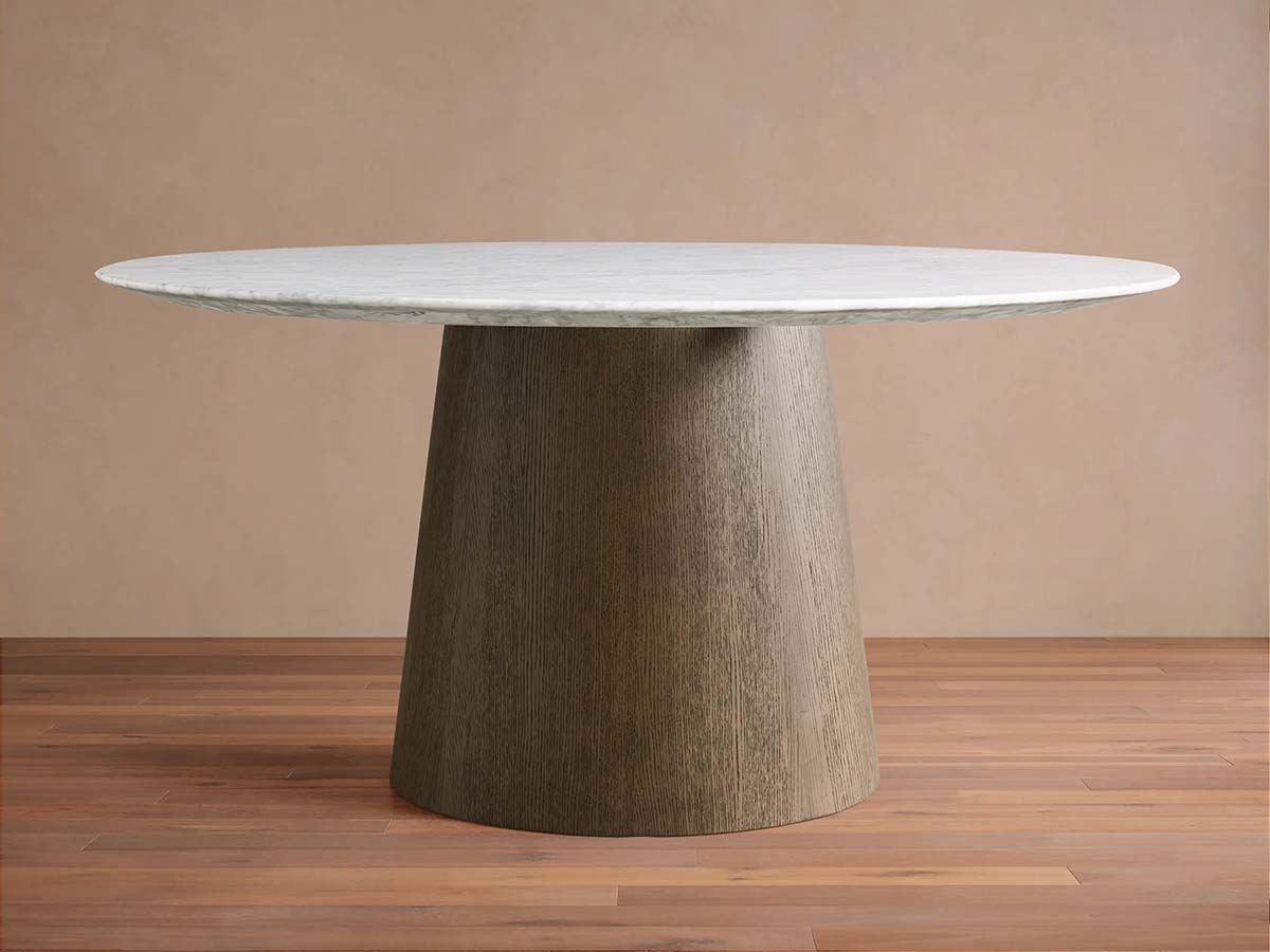 Saint Germain Round Marble Top Dining Table With Wood Toulouse Base