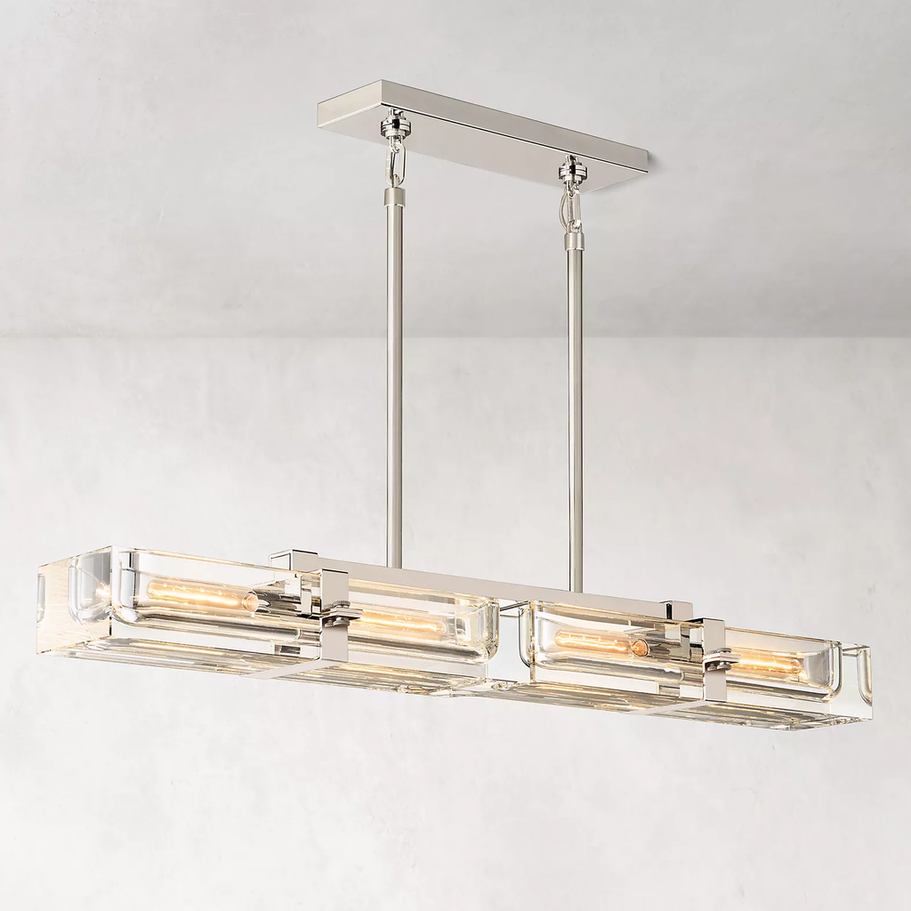 Savile Crystal Block Linear Chandelier 48"