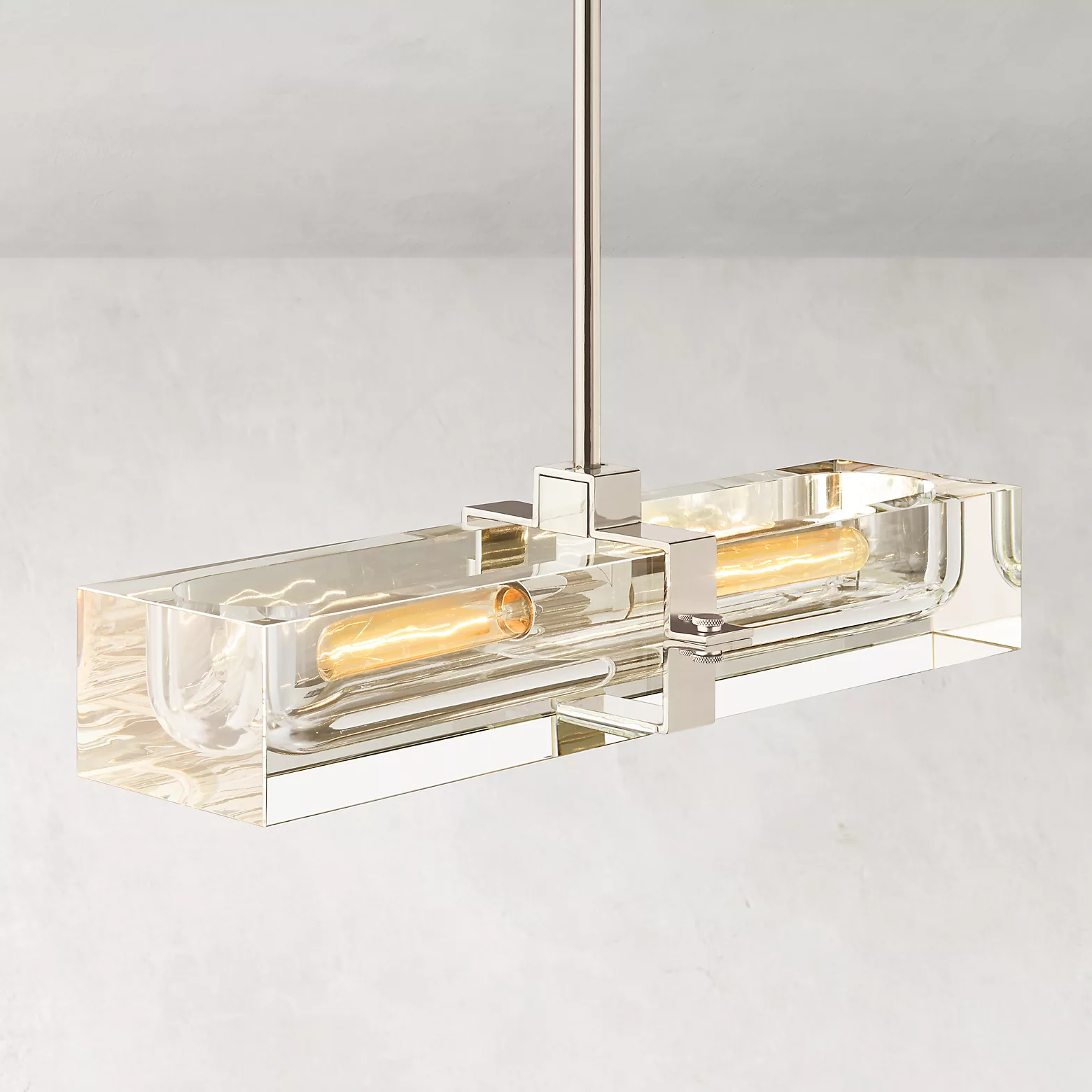 Savile Crystal Block Linear Chandelier 24"