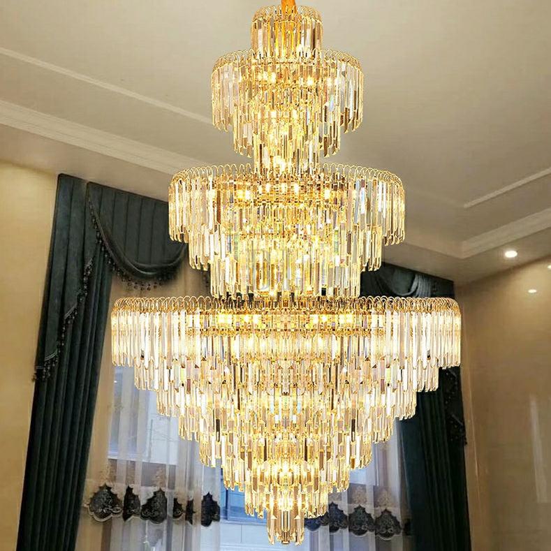 3 Layers Extra Large Living Room Chandelier Luxury Foyer Entryway Crystal Light Fixture - D39.4"*H59.1"/ 30 Lights/74.9kgcasivra