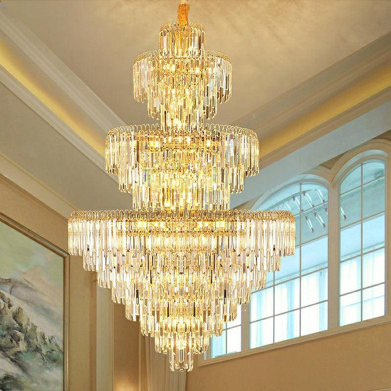 3 Layers Extra Large Living Room Chandelier Luxury Foyer Entryway Crystal Light Fixture - D39.4"*H59.1"/ 30 Lights/74.9kgcasivra