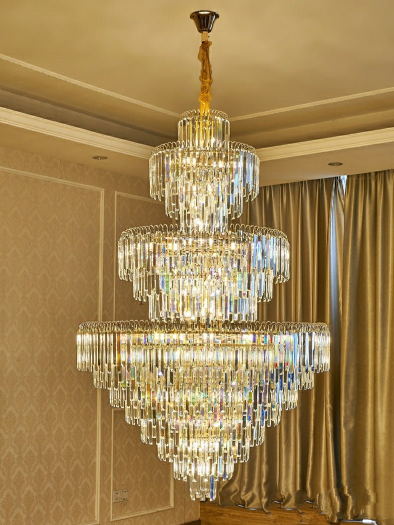 3 Layers Extra Large Living Room Chandelier Luxury Foyer Entryway Crystal Light Fixture - D39.4"*H59.1"/ 30 Lights/74.9kgcasivra