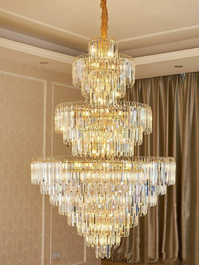 3 Layers Extra Large Living Room Chandelier Luxury Foyer Entryway Crystal Light Fixture - D39.4"*H59.1"/ 30 Lights/74.9kgcasivra