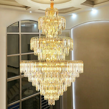3 Layers Extra Large Living Room Chandelier Luxury Foyer Entryway Crystal Light Fixture - D39.4"*H59.1"/ 30 Lights/74.9kgcasivra