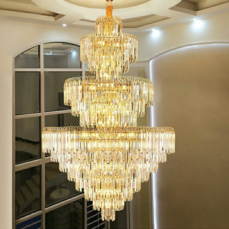 3 Layers Extra Large Living Room Chandelier Luxury Foyer Entryway Crystal Light Fixture - D39.4"*H59.1"/ 30 Lights/74.9kgcasivra