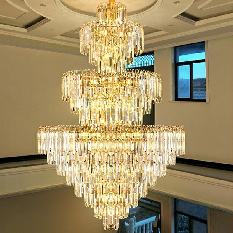 3 Layers Extra Large Living Room Chandelier Luxury Foyer Entryway Crystal Light Fixture - D39.4"*H59.1"/ 30 Lights/74.9kgcasivra