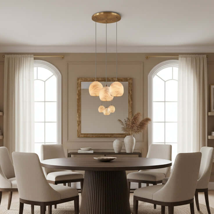 Auris 3-light marble chandelier side profile