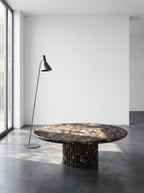 Emperador Marble Round Coffee Table with Sculptural Petal Base | Luxury Natural Stone Center Table