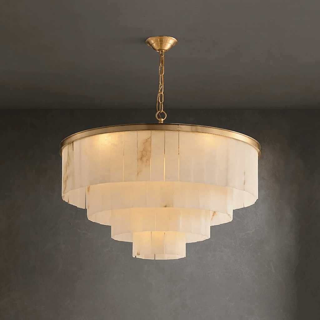 Aurora marble round chandelier in a modern interior