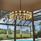 Arcachon Hexagon Crystal Round Chandelier 60"