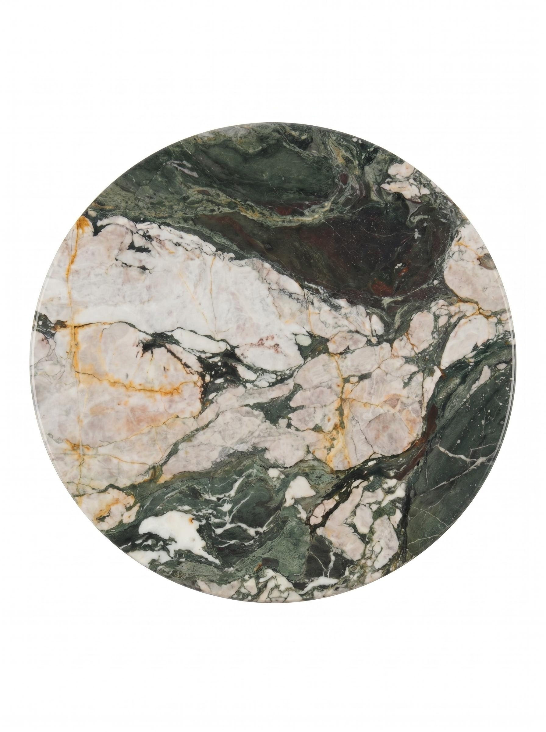 Les Quatre Saisons Natural Marble Round Coffee Table with Organic Petal Pedestal Base | Luxury Stone Furniture