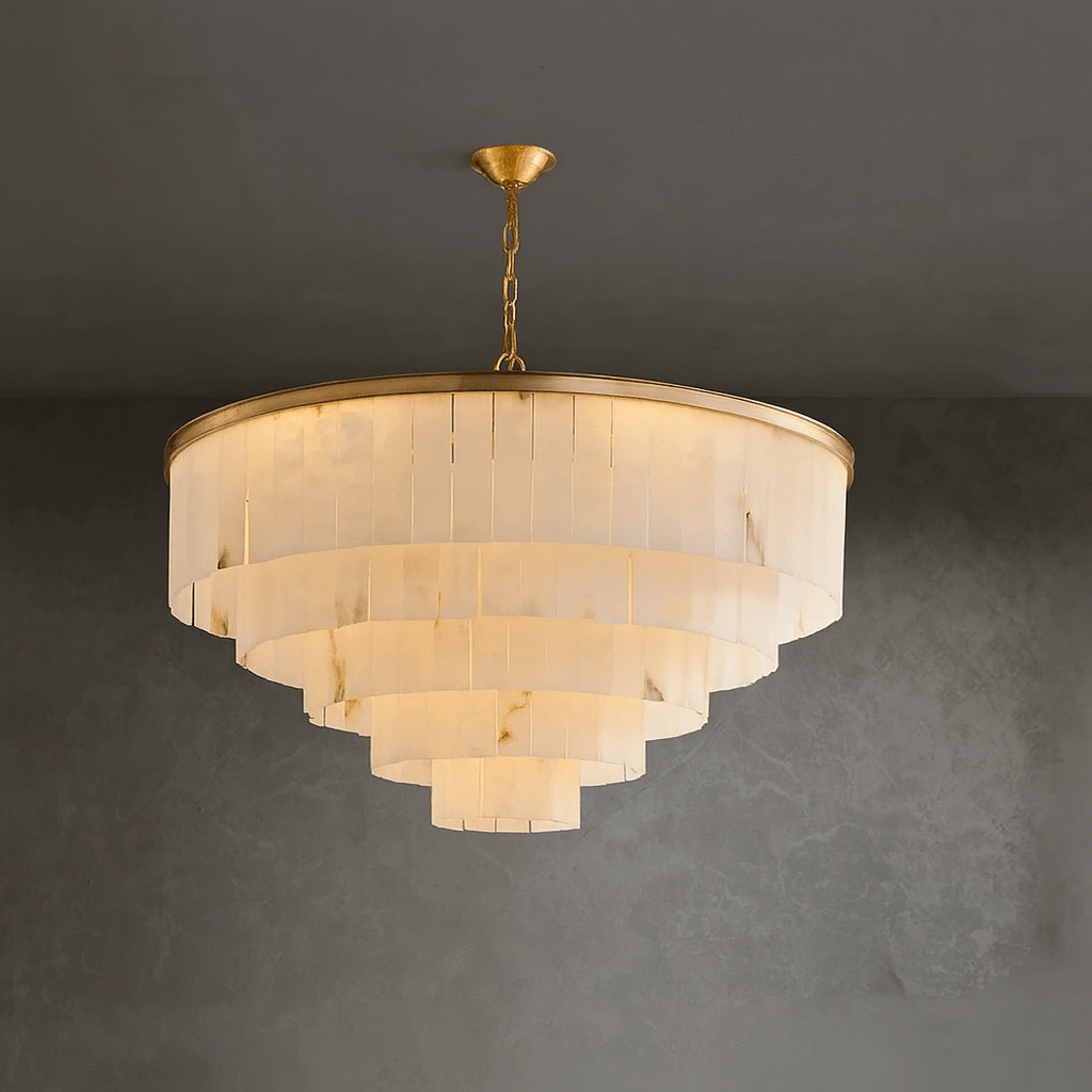 Aurora marble round chandelier close-up