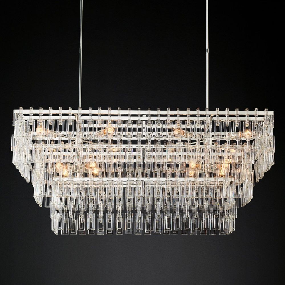 Marignan Modern Crystal Tiered Rectangle Chandelier 60"